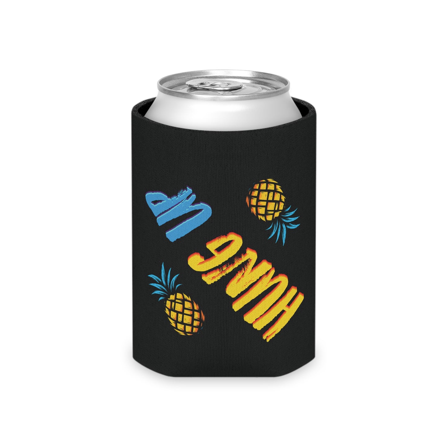 Hung Up Band Pineapple Can Cooler – Regular & Slim Can Koozie, Tropical Drink Holder for Beer, Seltzer, BBQ, Beach & Music Fans
